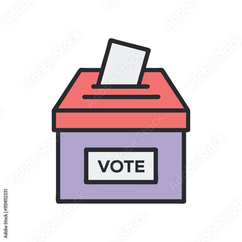 Vector Illustration of Ballot Box, Voting icon, Election symbol, Ballot Submission design on a white background, Vote Here Graphic