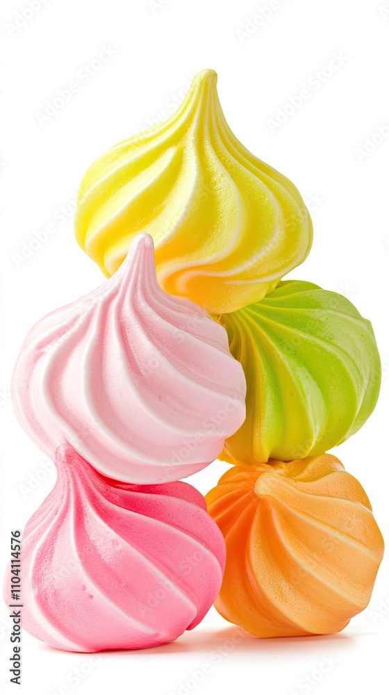 Colorful meringue cookies in a delightful stack, perfect for sweet treats and culinary inspiration Colorful meringue cookies in a delightful stack, perfect for sweet treats and culinary inspiration