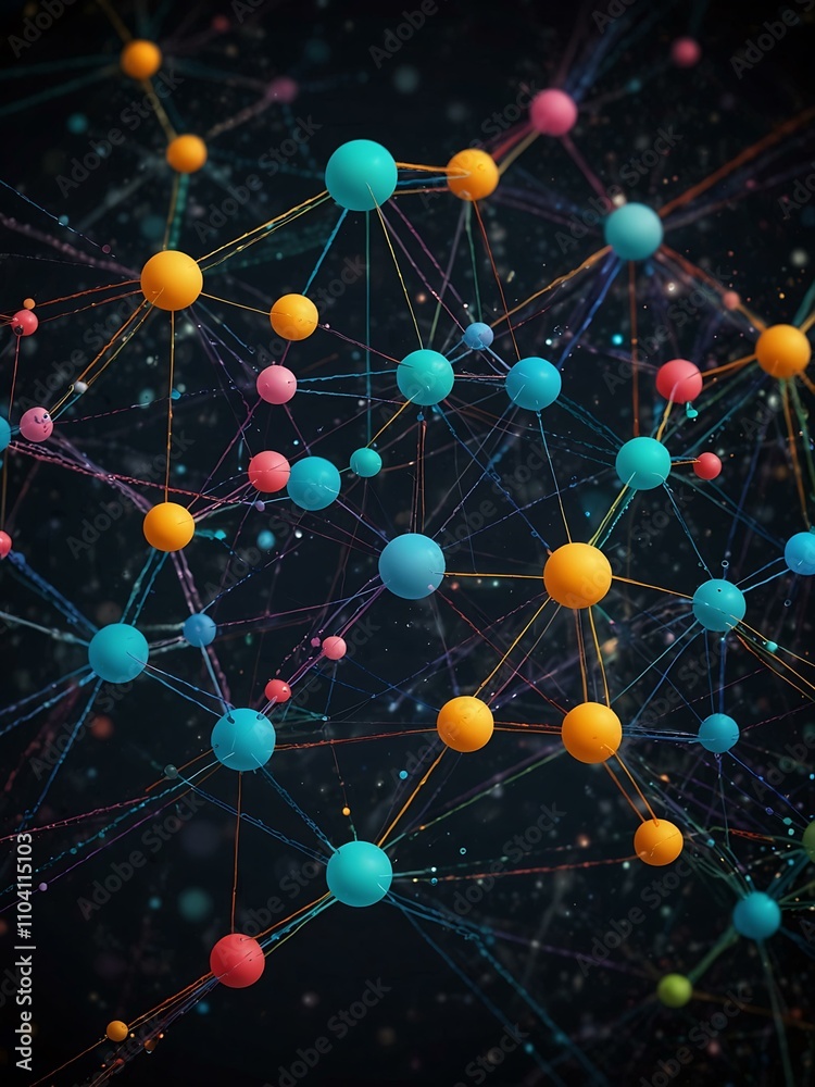 Abstract network of social nodes and connections. Abstract network of social nodes and connections.