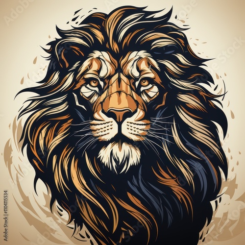 A majestic lion with a flowing mane, showcasing strength and beauty through intricate artistic design.