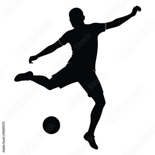 the image is a black and white silhouette of a Soccer Ball