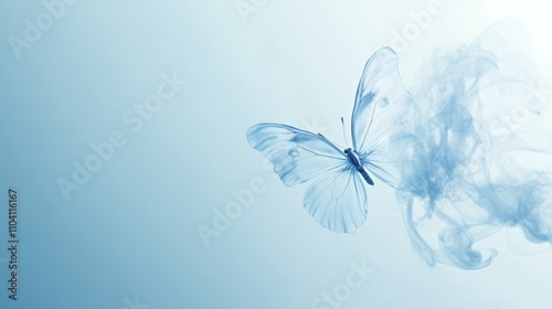 Wallpaper Mural A delicate blue butterfly emerging from wisps of smoke, symbolizing transformation and beauty. Torontodigital.ca