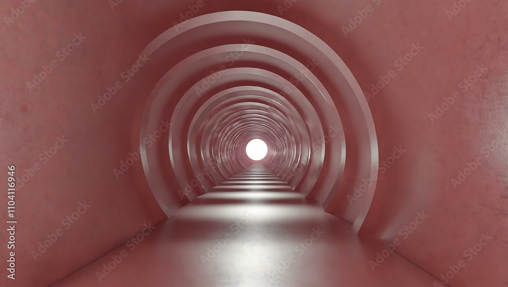 Obraz premium Abstract pink and white spiral tunnel with checkered sphere.