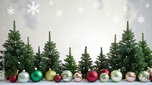 Serene Christmas Background with Snowflakes and Copy Space