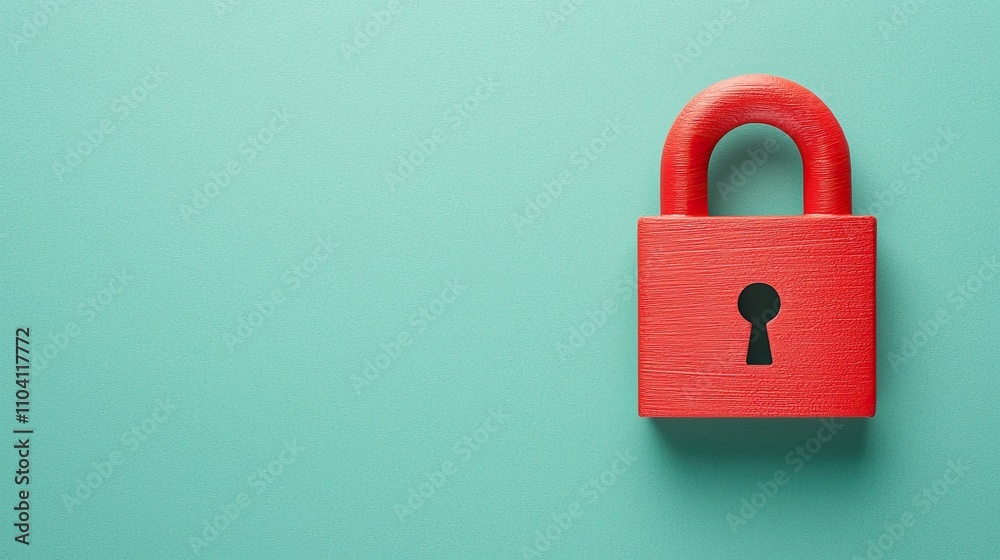 A vibrant red padlock sits against a mint green background, symbolizing security and protection. A vibrant red padlock sits against a mint green background, symbolizing security and protection.