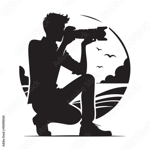 Photographer silhouette vector illustration
