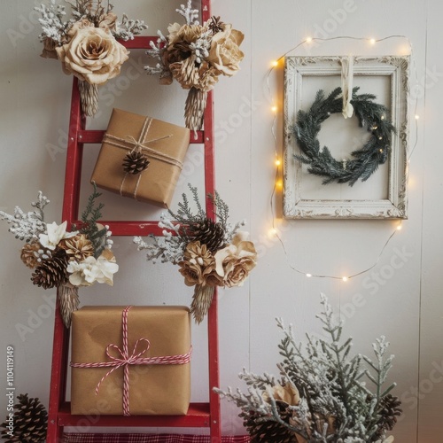 christmas decoration on a wooden background