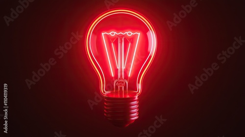 A glowing red light bulb illuminates against a dark background, showcasing a modern and vibrant design.