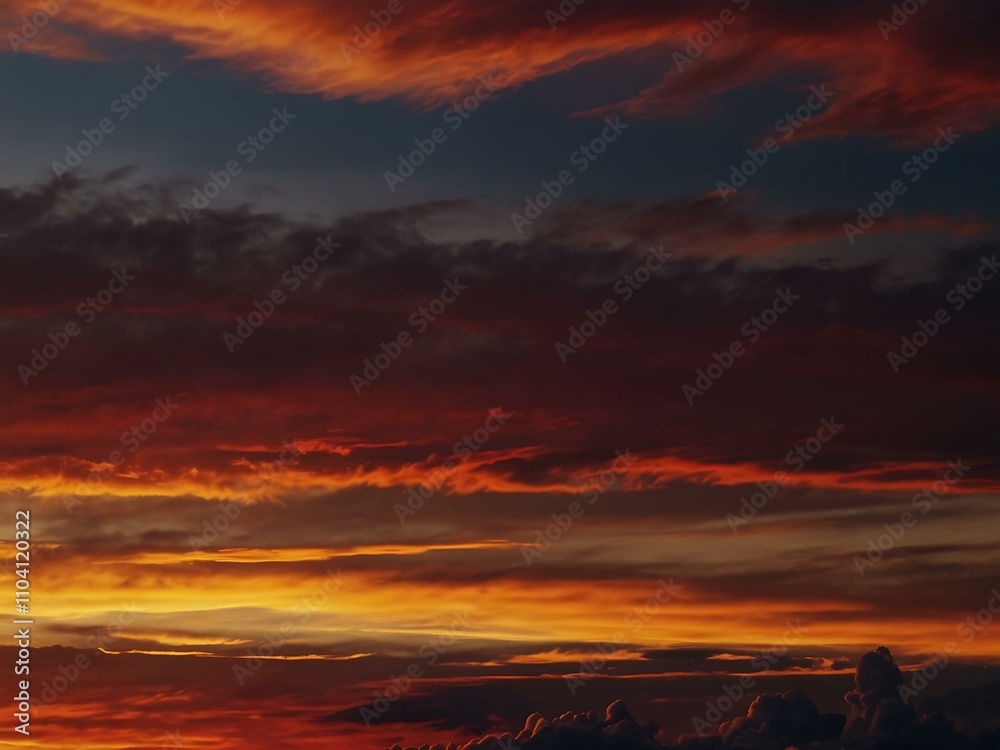 Fototapeta premium Abstract sunset sky of crimson and gold.