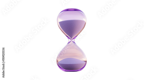 Purple Hourglass with Sand 3D Render  on Transparent Background