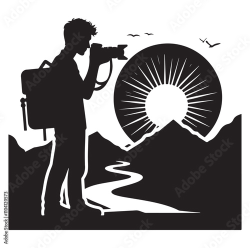 Photographer silhouette vector illustration