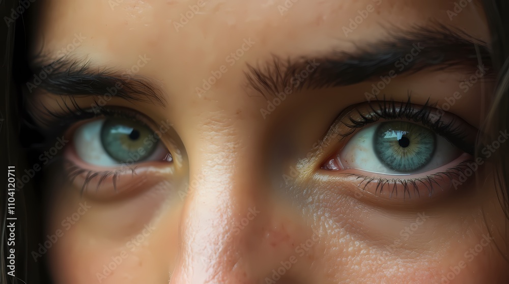 Fototapeta premium Close-up of green human eyes