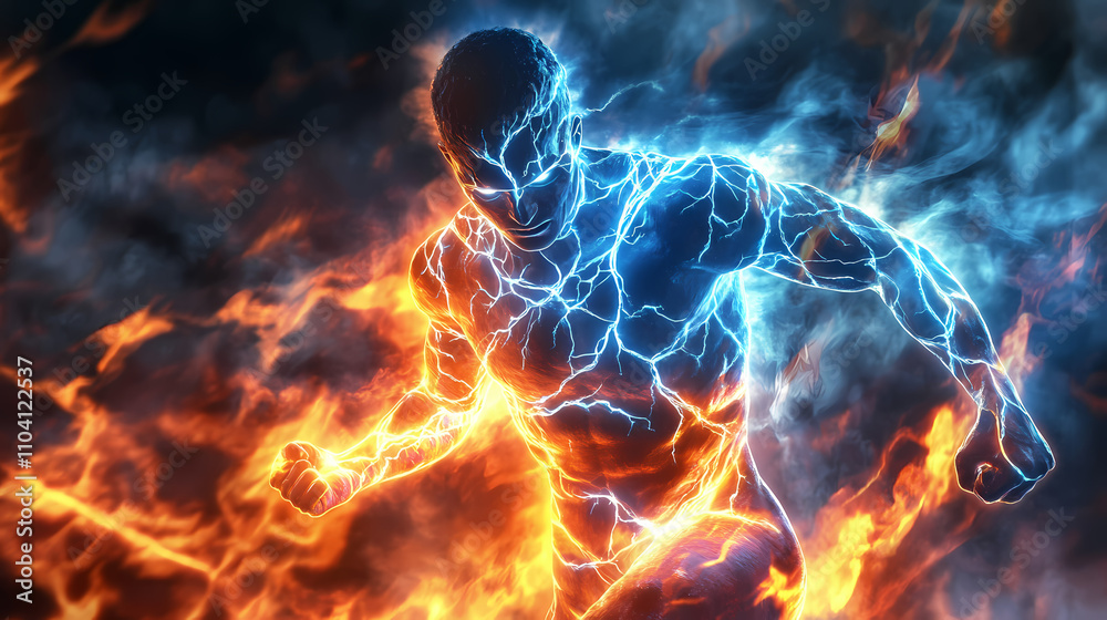 A comic book character's body glowing with an otherworldly energy, radiant form, supernatural energy, comic book hero, electric glow. Otherworldly. Illustration A comic book character's body glowing with an otherworldly energy, radiant form, supernatural energy, comic book hero, electric glow. Otherworldly. Illustration