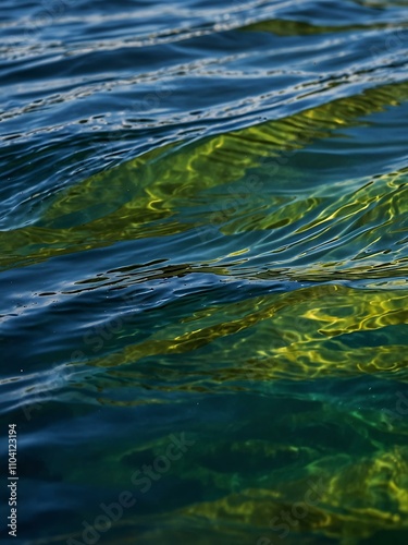 Abstract water reflections in blue and green waves.