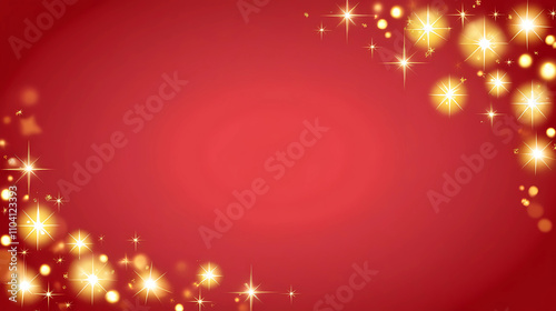 Bold Red Background with Christmas Lights and Stars