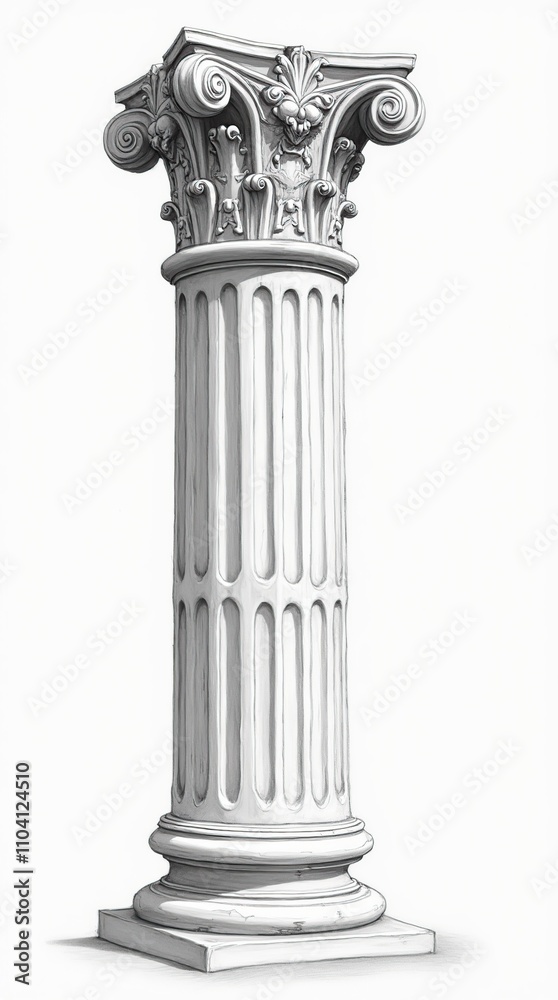 Obraz premium Intricate Pencil Sketch of a Classical Roman Pillar Head