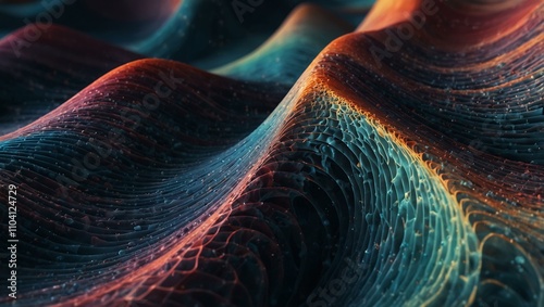 Abstract wave patterns evoke a sense of flow in a digital landscape. photo