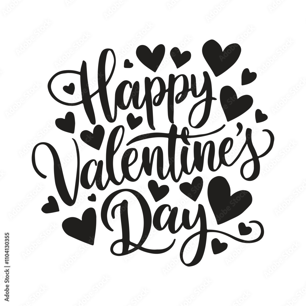 happy valentines day typography with hearts shape happy valentines day typography with hearts shape