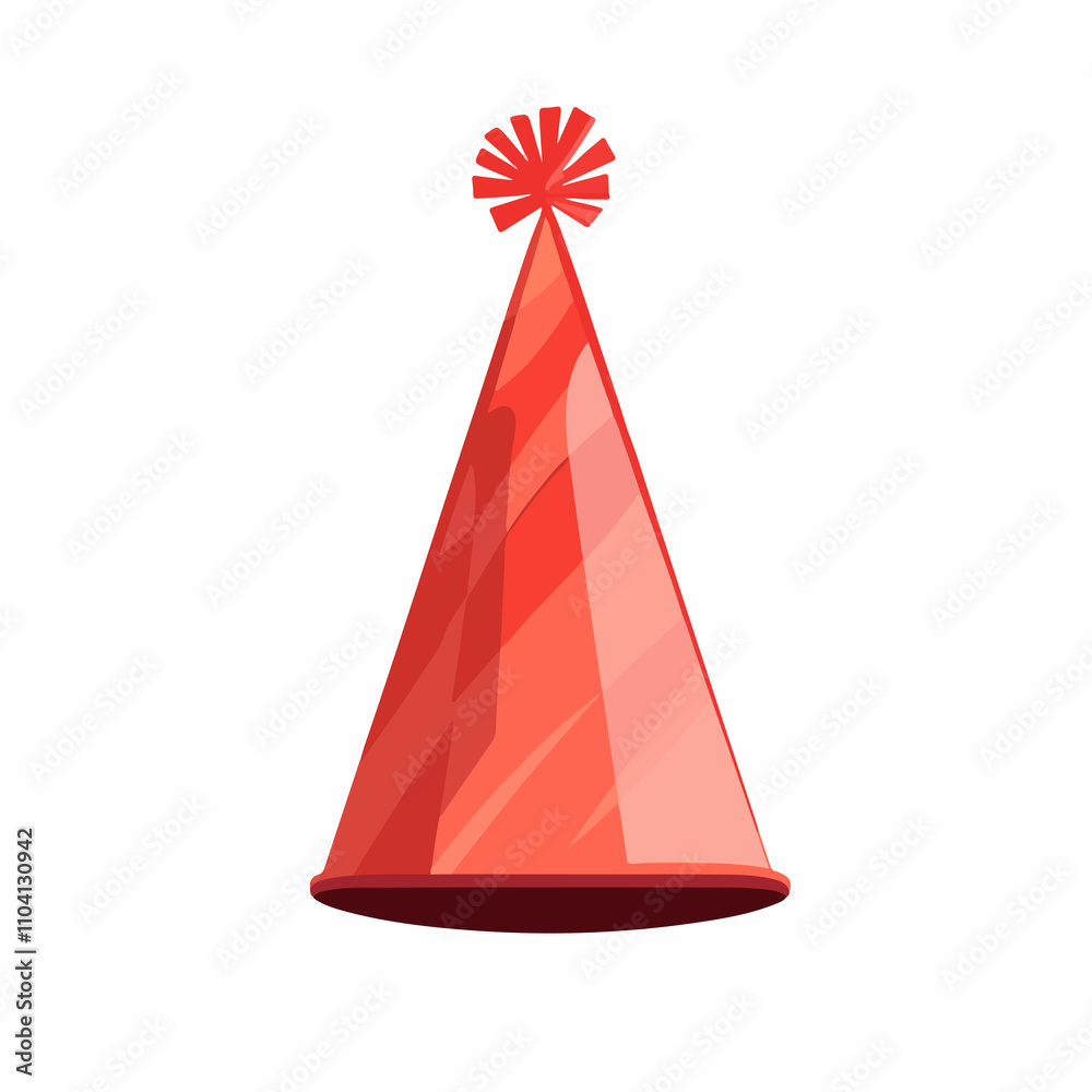 Cheerful Red Party Hat Birthday Celebration 3D Graphic Illustration Cheerful Red Party Hat Birthday Celebration 3D Graphic Illustration