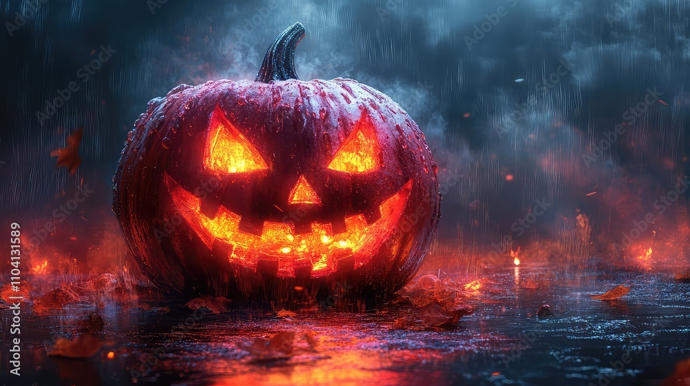 Naklejka premium Halloween themes funny cute gift card, digital painting 