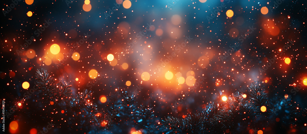 Spruce tree, Christmas tree close up, bokeh lights abstract background. Merry Christmas and Happy Holidays greeting card, frame, banner. New Year. Noel. Winter xmas festive theme. Spruce tree, Christmas tree close up, bokeh lights abstract background. Merry Christmas and Happy Holidays greeting card, frame, banner. New Year. Noel. Winter xmas festive theme.