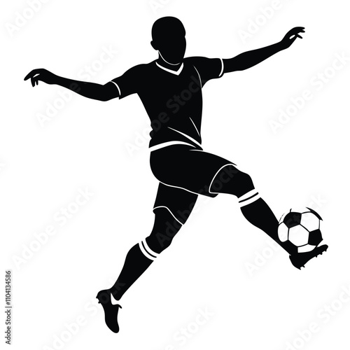 the image is a black and white silhouette of a Soccer Ball
