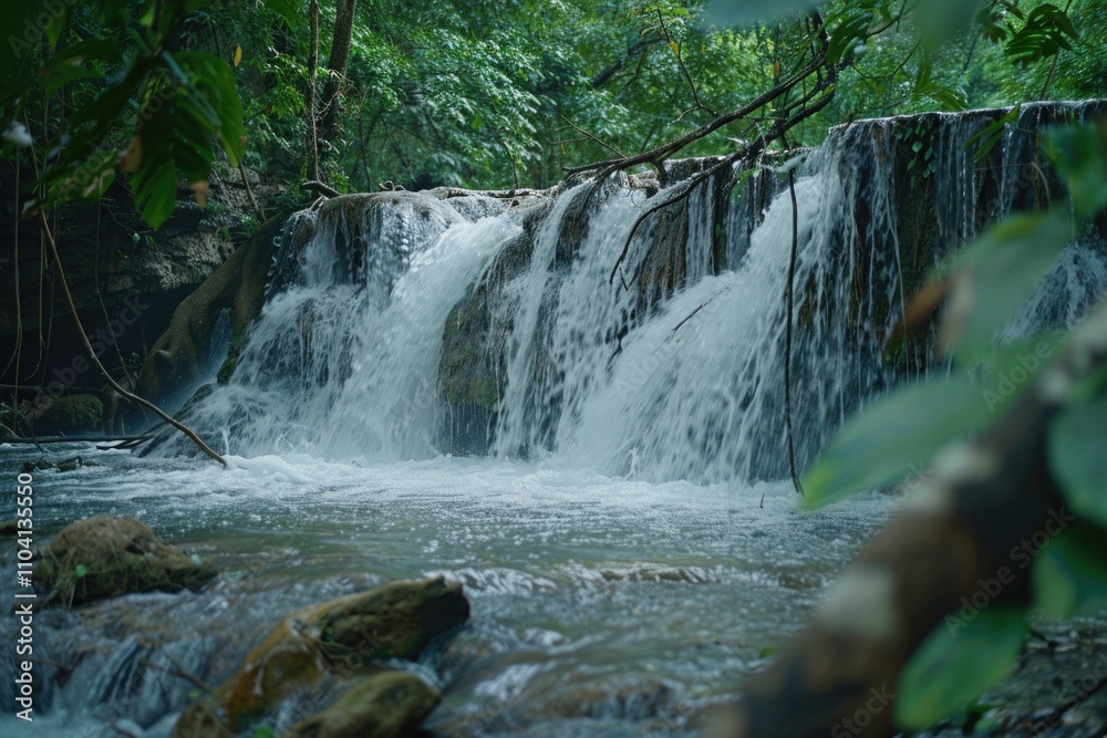 Obraz premium Small waterfall in a dense forest