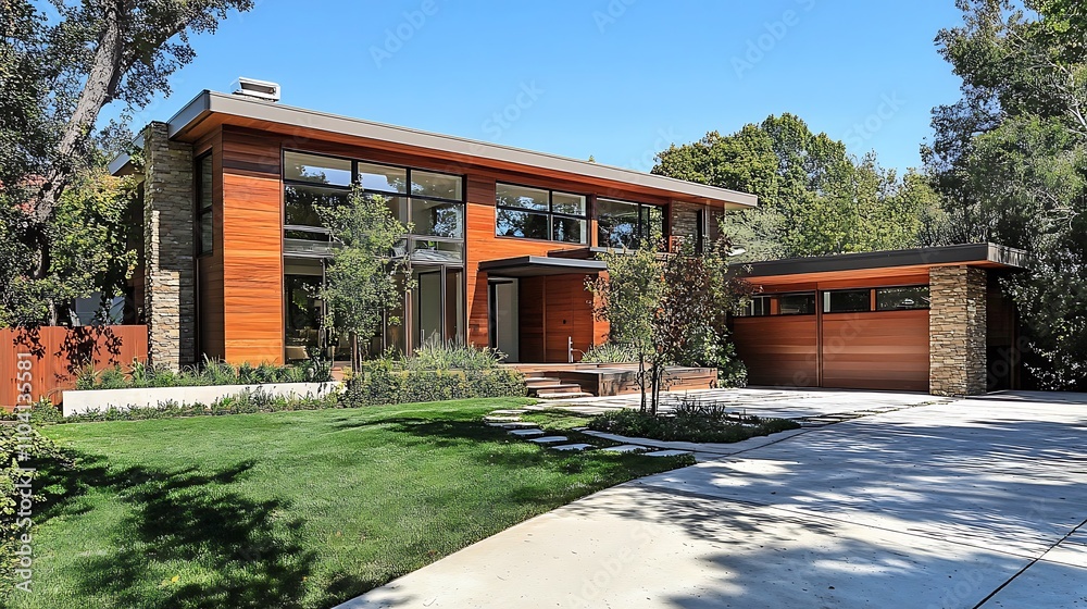 A high-tech urban house with sleek architecture and energy-efficient features A high-tech urban house with sleek architecture and energy-efficient features
