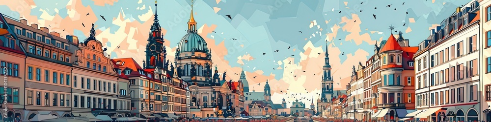 Naklejka premium Majestic Dresden Frauenkirche: A Geometric Perspective