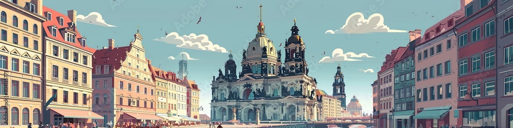 Fototapeta premium Majestic Dresden Frauenkirche: A Geometric Perspective