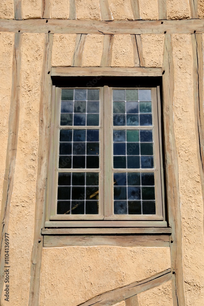 Window of typical half-timber house in Trianon, Versailles, France. Window of typical half-timber house in Trianon, Versailles, France.