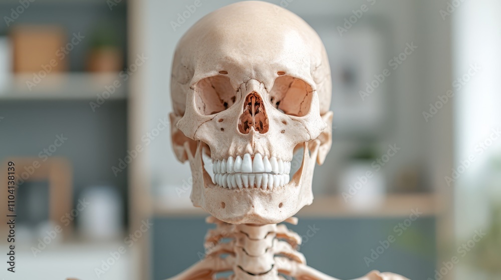 In this image we can see a human skeleton In the background it is blur In this image we can see a human skeleton In the background it is blur