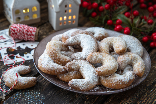 Traditional German or Austrian Vanillekipferl vanilla kipferl cookies