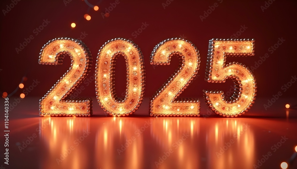 2025 Happy new year 3D design with lights and pearls also with beautiful shimmer 2025 Happy new year 3D design with lights and pearls also with beautiful shimmer