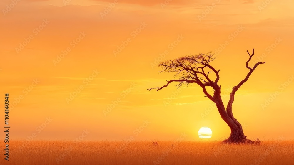 a lone tree in the middle of a grassy field at sunset, with the sun setting in the background and clouds in the sky a lone tree in the middle of a grassy field at sunset, with the sun setting in the background and clouds in the sky