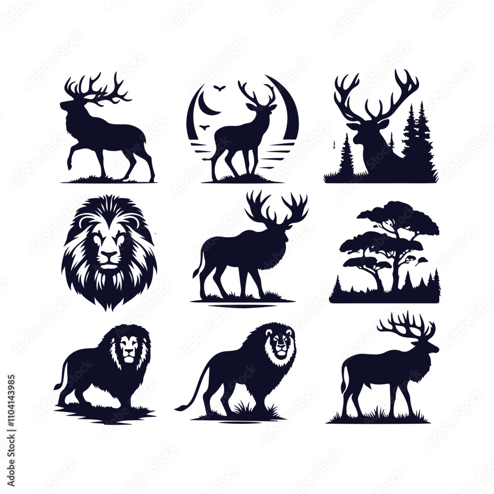 Naklejka premium Animal Silhouettes Vector Collection