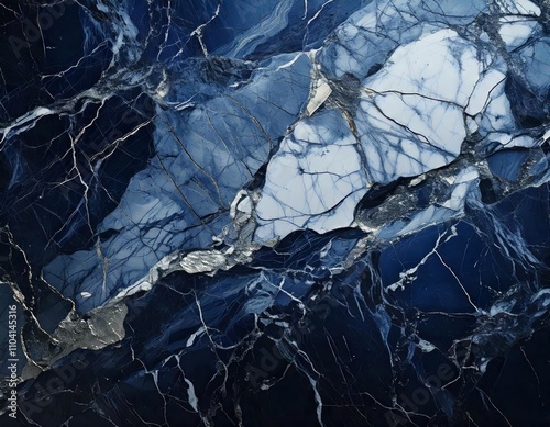 Abstract dark blue marble texture with gold veins and white accents, luxury stone design and wallpaper screensaver photo