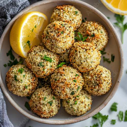 Crispy Baked Quinoa Balls with Lemon and Herbs - Healthy Vegan Snack photo