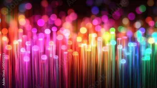 Colorful Fiber Optic Network with Glowing Strands
