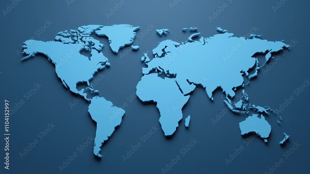 Monochromatic world map in deep shades of blue with fine details Monochromatic world map in deep shades of blue with fine details