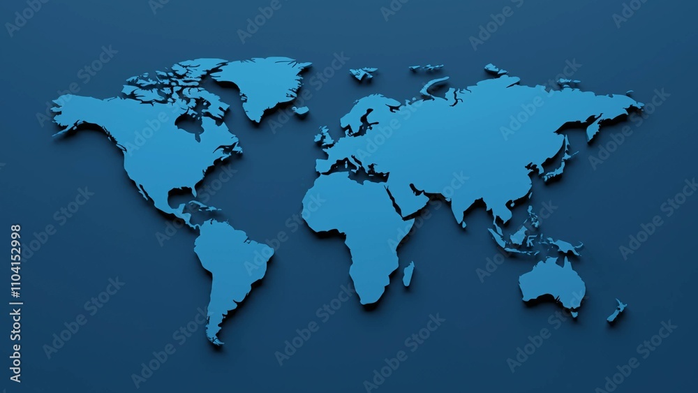 Elegant blue world map design with detailed continent outlines