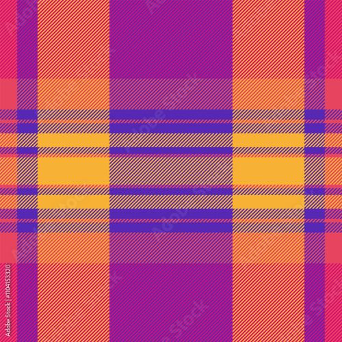 Naked vector fabric plaid, multicolor background pattern textile. New year check texture seamless tartan in indigo and pink colors.