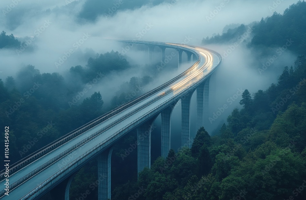 Obraz premium Highway Bridge in the Mist