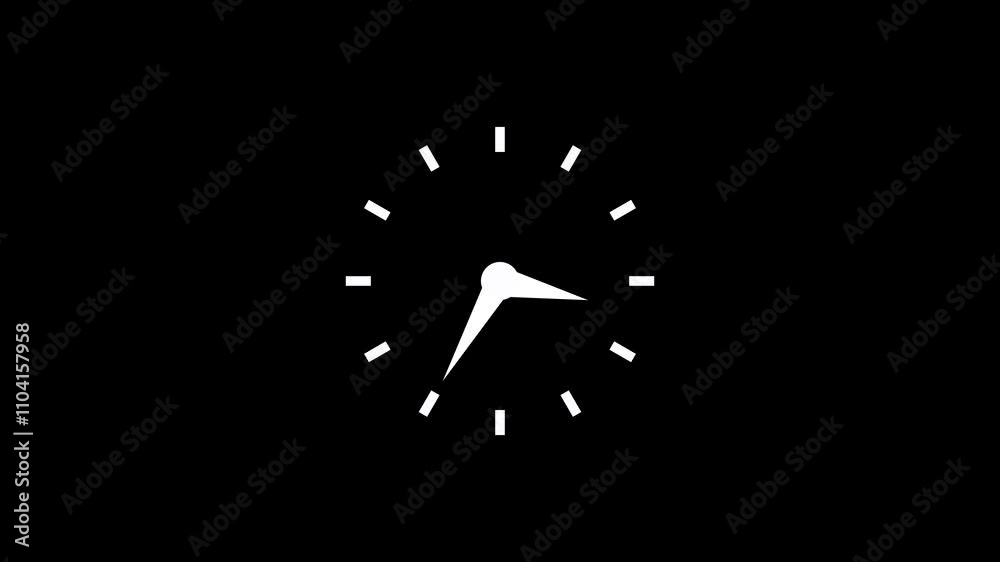Abstract analog clock icon animation on black background. Abstract analog clock icon animation on black background.