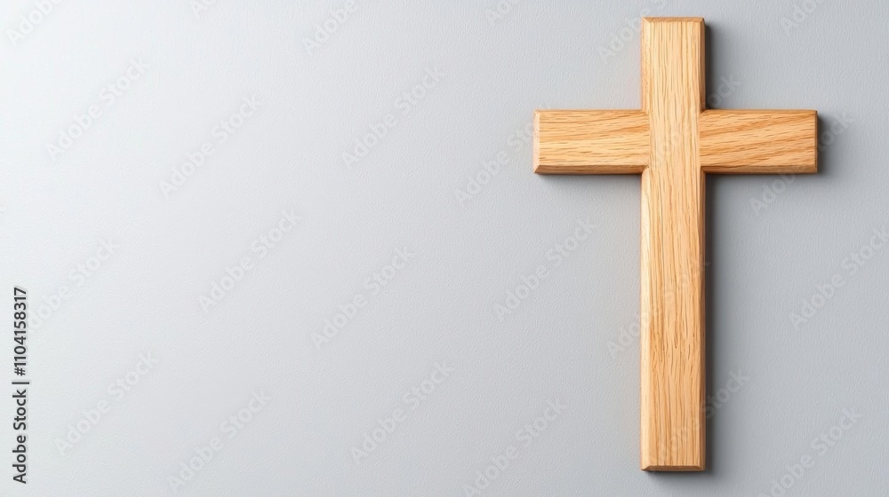 a photostock of a modern wooden cross on a smooth gray background, minimalist faith 2025 a photostock of a modern wooden cross on a smooth gray background, minimalist faith 2025