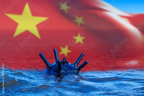 Underwater bomb. Flag of Ch...