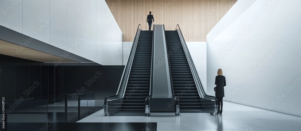 Fototapeta premium Escalator in Modern Building