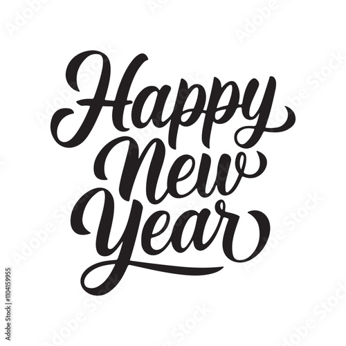 happy new year typography vector silhouette 