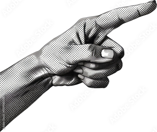 Hand pointing finger gesture collage element on transparent background, Hand y2k collage element Pointing finger gesture with isolated clipping path
