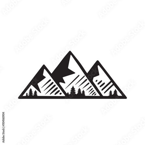 mountain day logo icon typography silhouette 